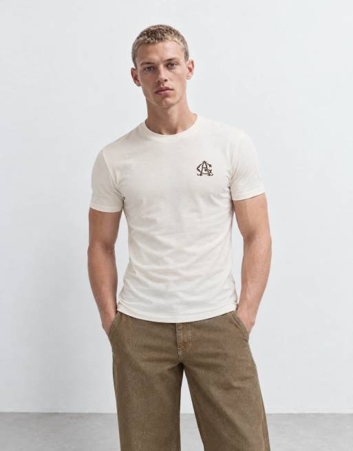 ASOS DESIGN t-shirt moulant avec motif poitrine, crème, 7 de 9