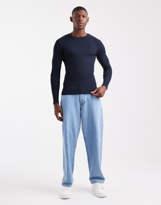 ASOS DESIGN - T-shirt moulant basique à manches longues - Bleu marine, 2 de 5