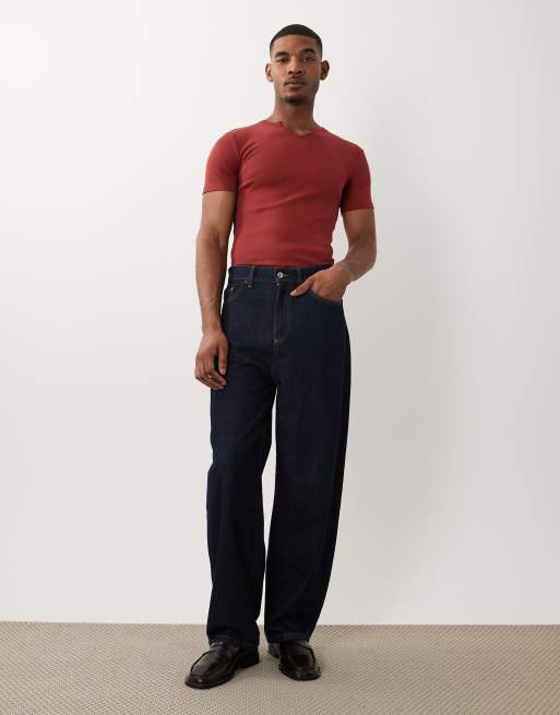 ASOS DESIGN - T-shirt moulant côtelé avec col à encoche - Bordeaux, 3 de 5