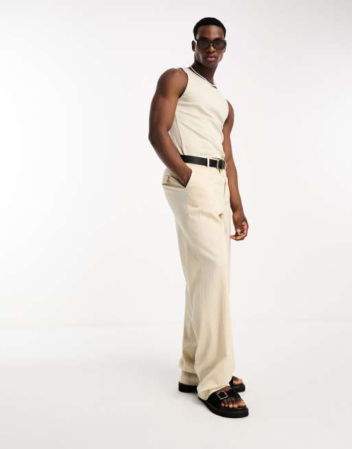 ASOS DESIGN - T-shirt moulant côtelé - Beige , 3 de 4