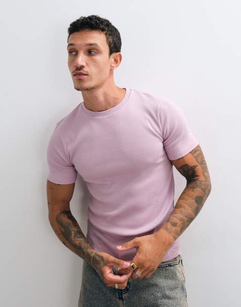 ASOS DESIGN - T-shirt moulant en tissu côtelé - Violet - view 1