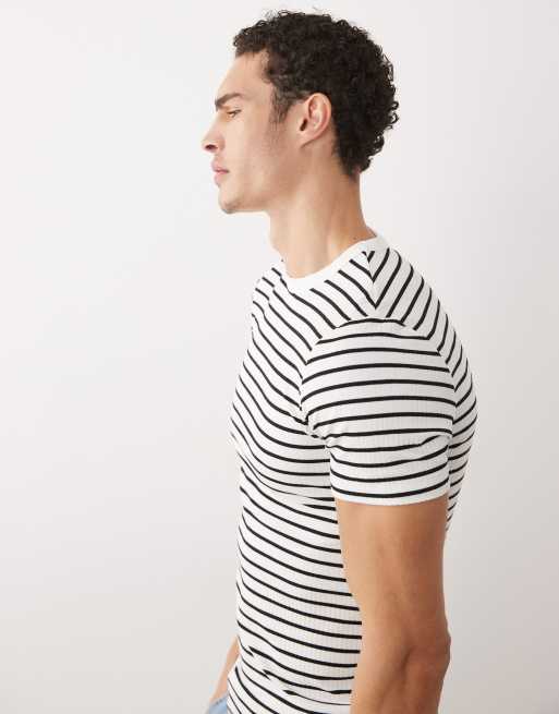 ASOS DESIGN - T-shirt moulant épais à rayures - Noir , 4 de 5