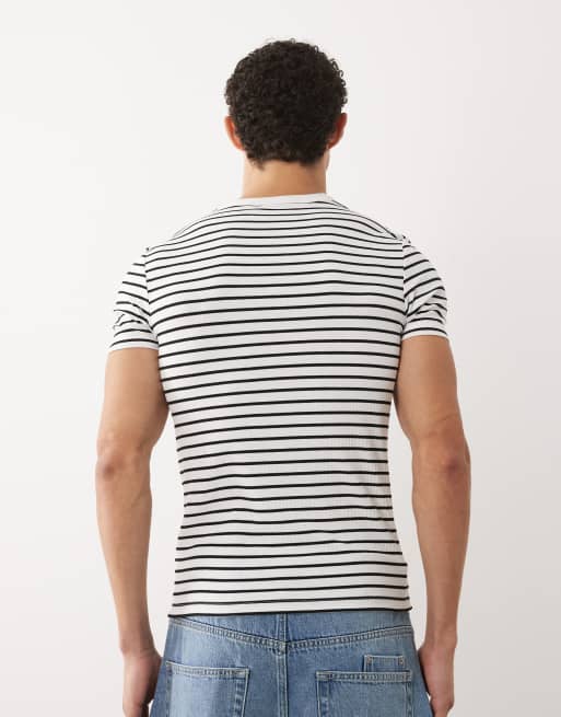 ASOS DESIGN - T-shirt moulant épais à rayures - Noir , 5 de 5