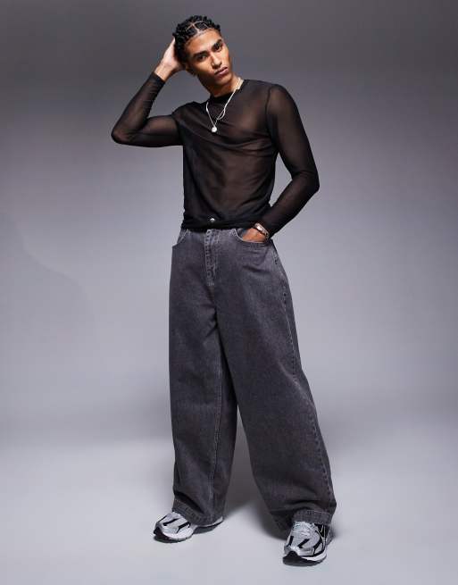 ASOS DESIGN - T-shirt moulant manches longues en tulle - Noir , 2 de 4