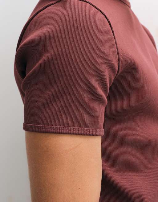 ASOS DESIGN t-shirt moulant très épais côtelé marron, 2 de 5