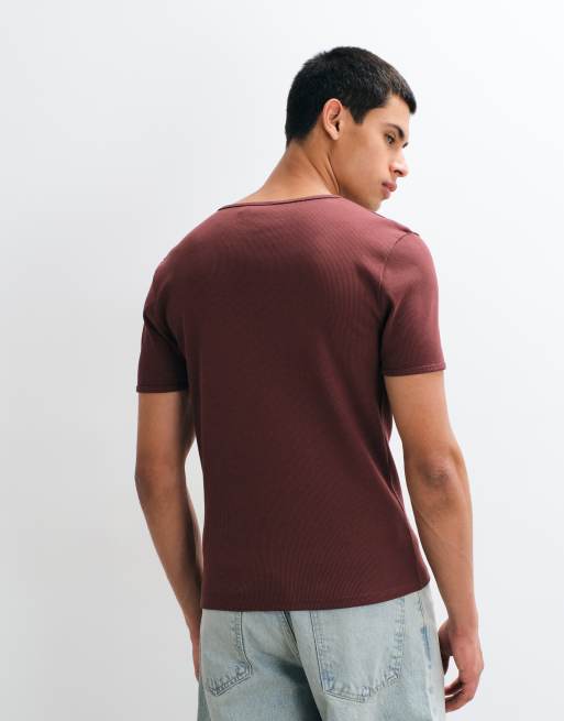 ASOS DESIGN t-shirt moulant très épais côtelé marron, 3 de 5
