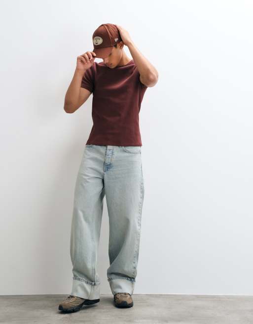 ASOS DESIGN t-shirt moulant très épais côtelé marron, 4 de 5