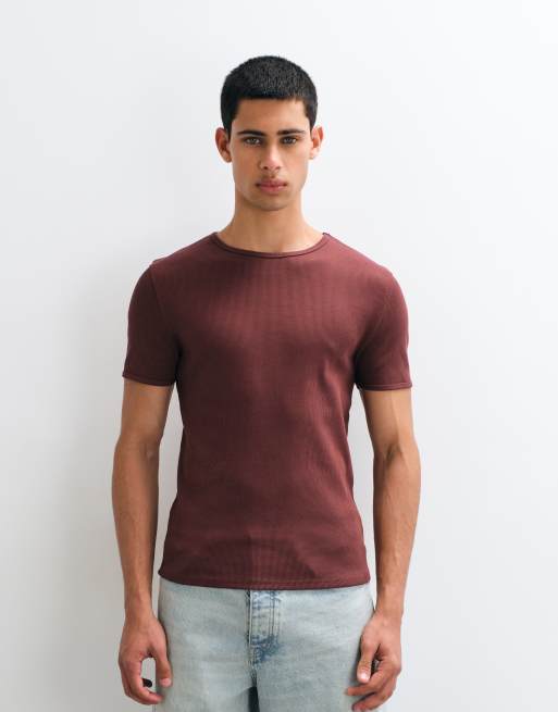 ASOS DESIGN t-shirt moulant très épais côtelé marron, 5 de 5