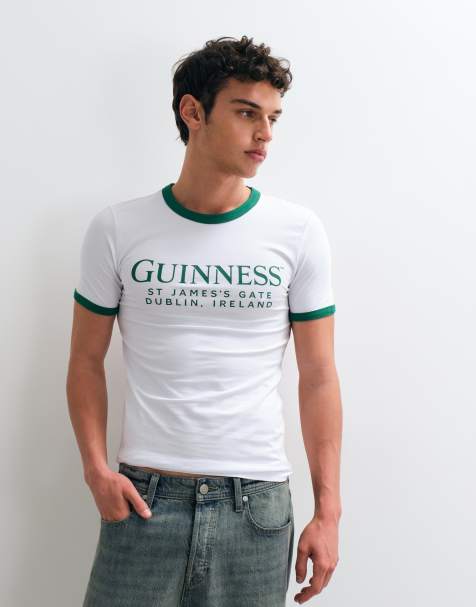 ASOS DESIGN T-shirt muscle fit con stampa Guinness bianca - view 1
