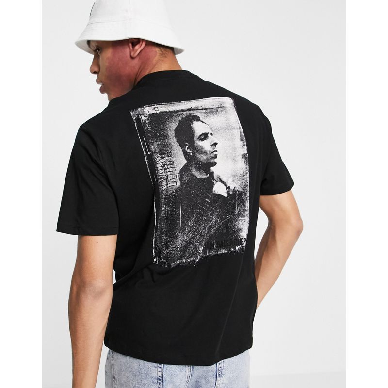 6ITNk T-shirt stampate DESIGN - T-shirt nera con stampa di Liam Gallagher