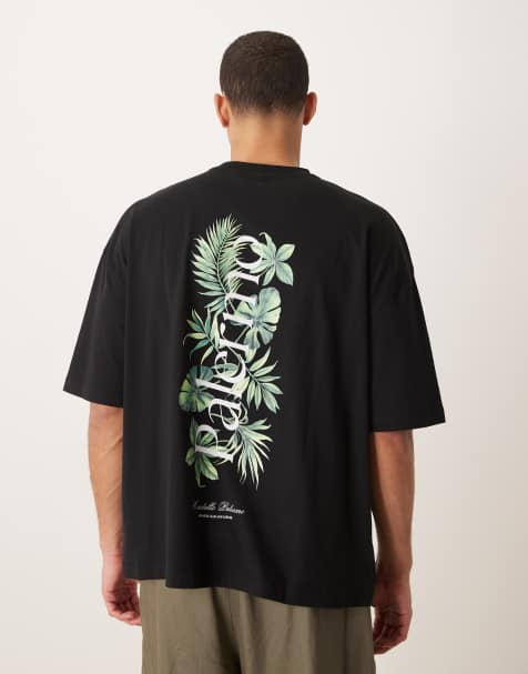 ASOS DESIGN - T-shirt nera oversize con grafica Palermo con palme - view 1