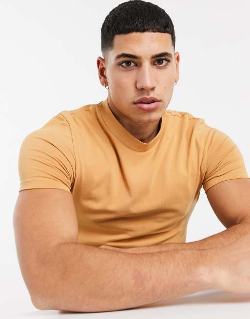 ASOS DESIGN – T-shirt o dopasowanym kroju w kolorze zgaszonego beżu – BROWN