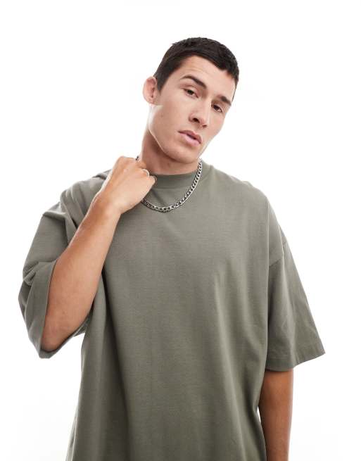 ASOS DESIGN – T-shirt o fasonie extreme oversize w kolorze khaki