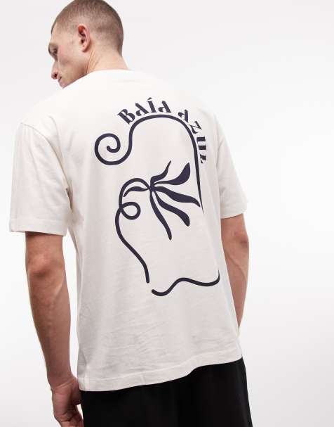 ASOS DESIGN – T-shirt o luźnym kroju w kolorze złamanej bieli z kwiatową grafiką - view 1