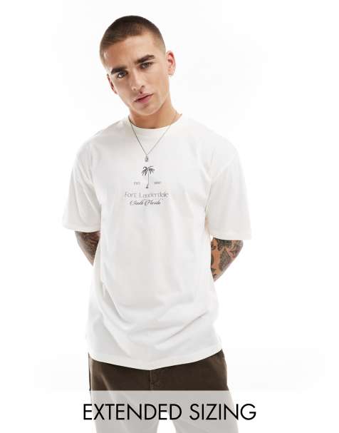 ASOS DESIGN – T-shirt o luźnym kroju w kolorze złamanej bieli z napisem „Florida” - view 1