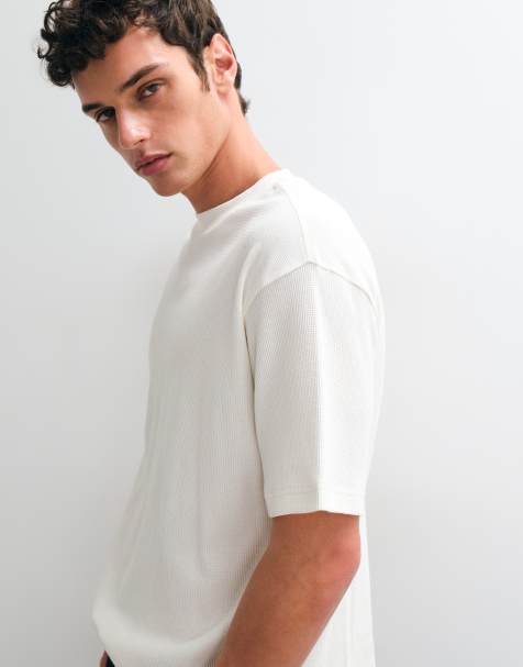 ASOS DESIGN T-shirt o luźnym kroju w kremową waflową fakturę - view 1