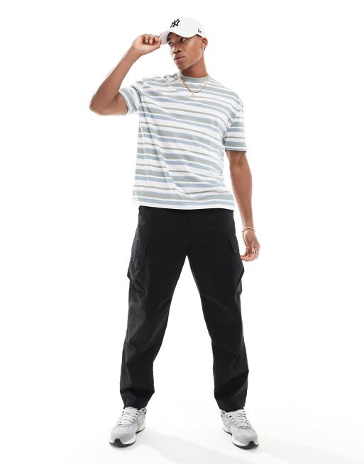 ASOS DESIGN – T-shirt o luźnym kroju w zielono-niebieskie paski