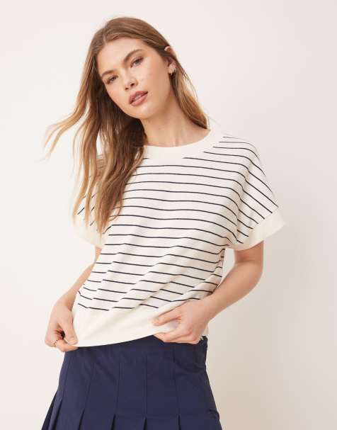 ASOS DESIGN – T-shirt o pudełkowym kroju w fakturowane paski - view 1