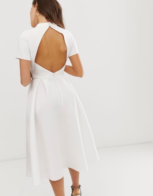 asos design t shirt open back prom midi dress ASOS DESIGN square neck midi dress with open strappy back in black