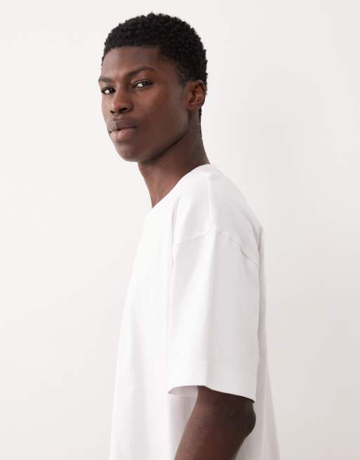 ASOS DESIGN - T-shirt oversize à col boutonné et manches mi-longues - Blanc, 4 de 5