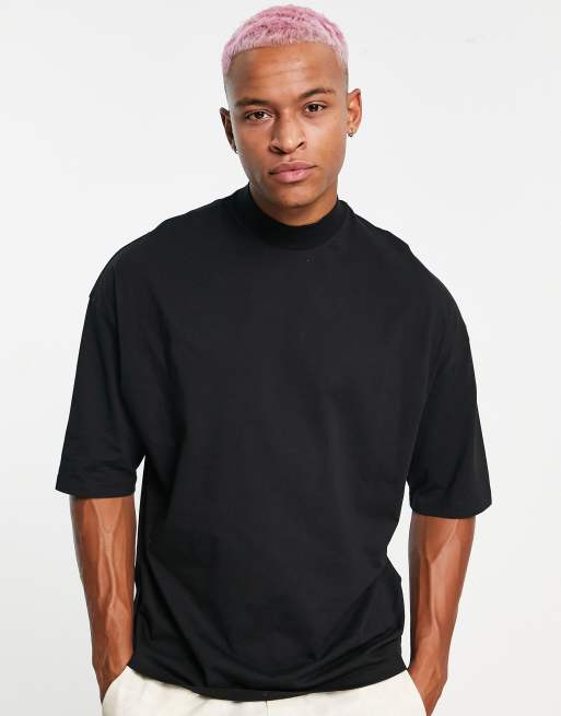 ASOS DESIGN T shirt oversize col montant Noir