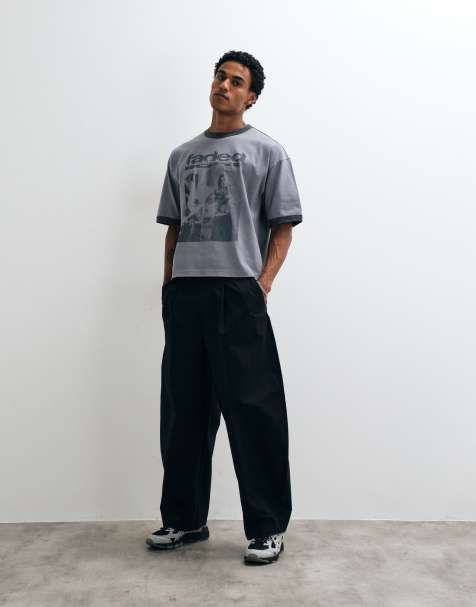 ASOS DESIGN T-shirt oversize à coupe carrée, style ringer, avec motif, gris délavé - view 1