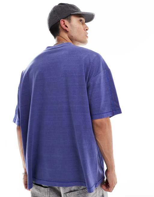 ASOS DESIGN - T-shirt oversize à coutures fantaisie - Bleu , 3 de 4