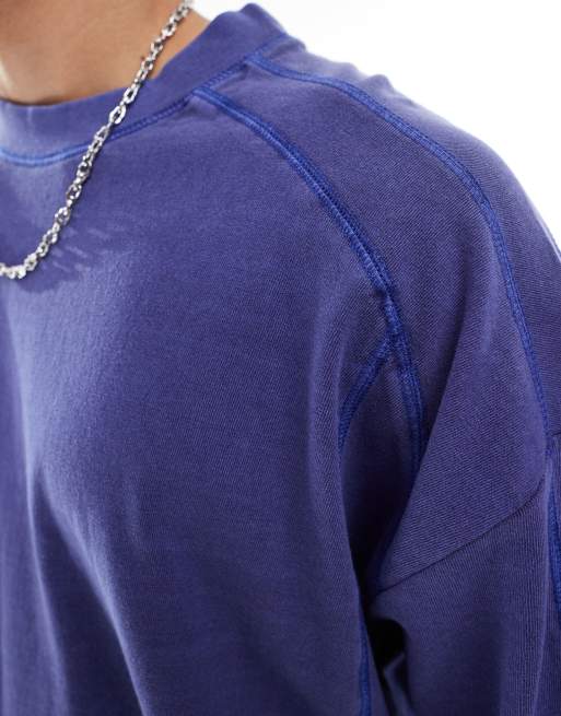 ASOS DESIGN - T-shirt oversize à coutures fantaisie - Bleu , 4 de 4