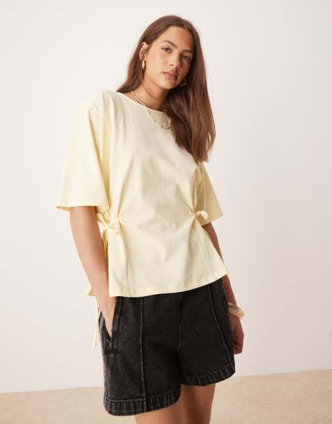 ASOS DESIGN - T-shirt oversize à détail noué - Jaune citron - view 1