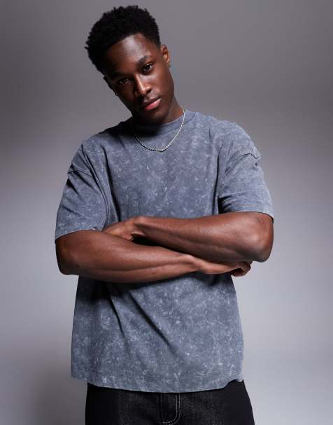 ASOS DESIGN - T-shirt oversize à épaules dénudées - Anthracite délavé - view 1