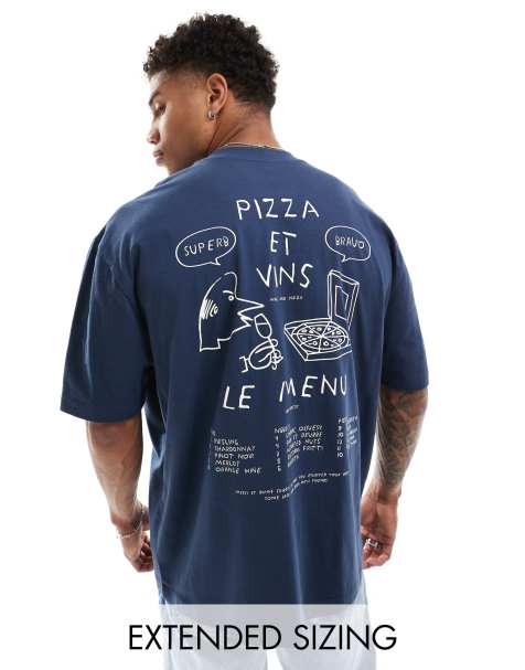 ASOS DESIGN - T-shirt oversize à imprimé abstrait au dos - Bleu marine - view 1