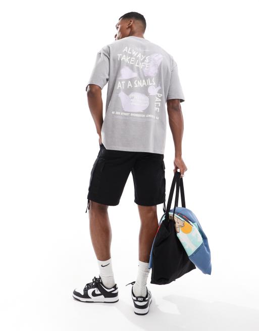 ASOS DESIGN - T-shirt oversize à imprimé abstrait au dos - Gris délavé