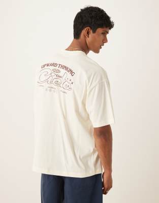 ASOS DESIGN - T-shirt oversize à imprimé au dos - Blanc cassé - view 1