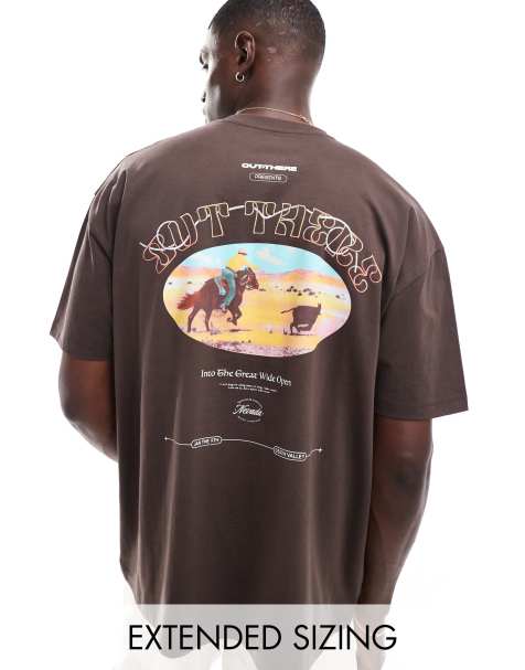 ASOS DESIGN - T-shirt oversize à imprimé au dos - Marron - view 1