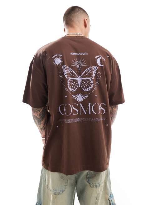 Asos T Shirt Marron Oversize T-shirt En Coton Manches Courtes