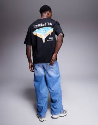 ASOS DESIGN - T-shirt oversize à imprimé billard - Noir