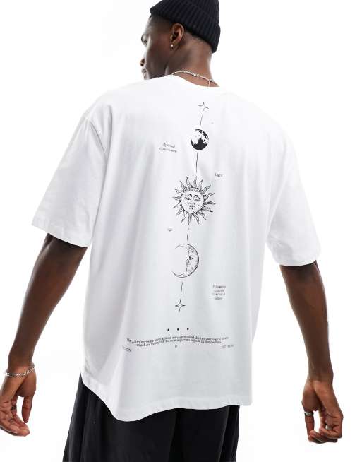 ASOS DESIGN - T-shirt oversize à imprimé céleste au dos - Blanc