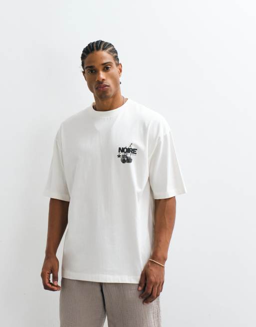 ASOS DESIGN - T-shirt oversize à imprimé cerise et inscription cerises - Crème, 2 de 5