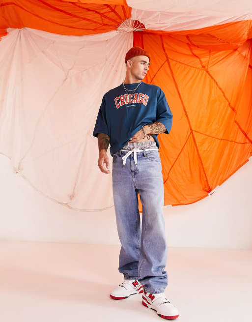 ASOS DESIGN - T-shirt oversize à imprimé Chicago - Bleu, 4 de 4