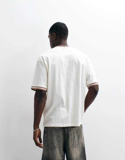 ASOS DESIGN - T-shirt oversize à imprimé Club Sportif avec liserés - Crème, 3 de 5