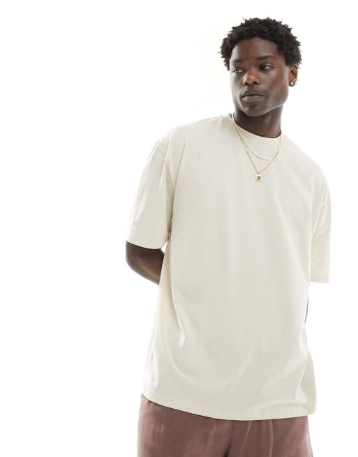 ASOS DESIGN - T-shirt oversize à imprimé échecs au dos - Beige, 4 de 4