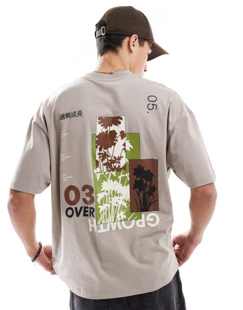 ASOS DESIGN - T-shirt oversize à imprimé fleuri - Marron - view 1