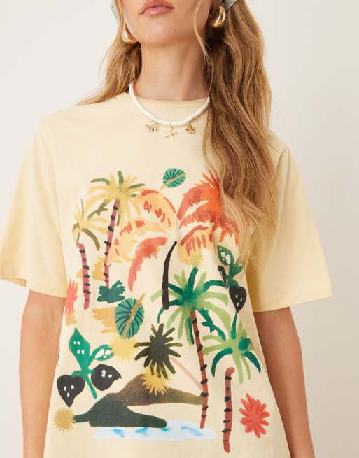 ASOS DESIGN - T-shirt oversize à imprimé fleuri style vacances - Babeurre, 2 de 4