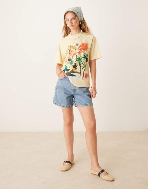 ASOS DESIGN - T-shirt oversize à imprimé fleuri style vacances - Babeurre, 3 de 4