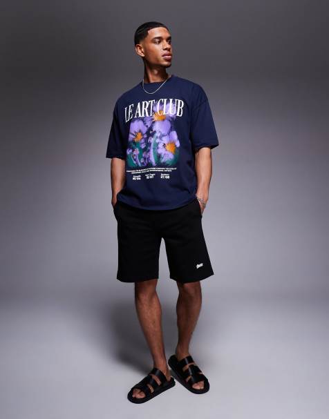 ASOS DESIGN - T-shirt oversize à imprimé fleurs - Bleu marine - view 1