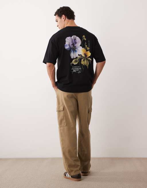 ASOS DESIGN - T-shirt oversize à imprimé fleurs - Noir, 2 de 5
