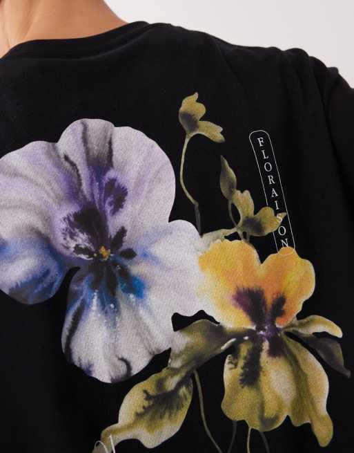 ASOS DESIGN - T-shirt oversize à imprimé fleurs - Noir, 5 de 5