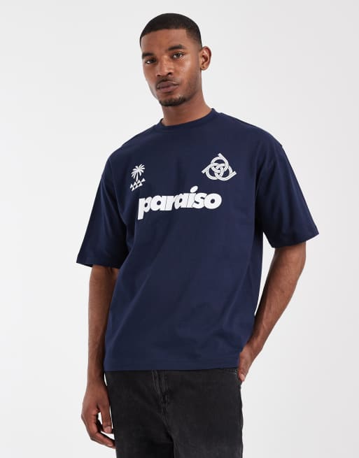 ASOS DESIGN - T-shirt oversize à imprimé football - Bleu marine, 2 de 5
