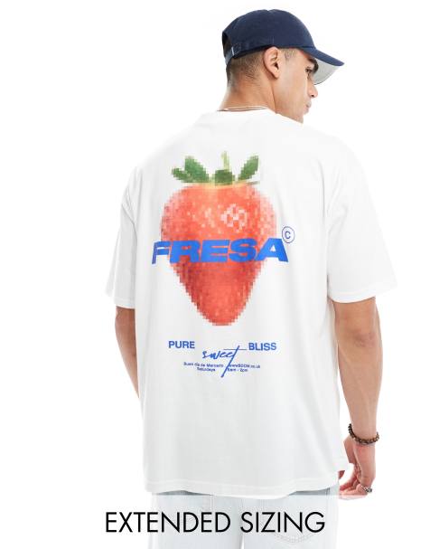 ASOS DESIGN - T-shirt oversize à imprimé fruits au dos - Blanc - view 1