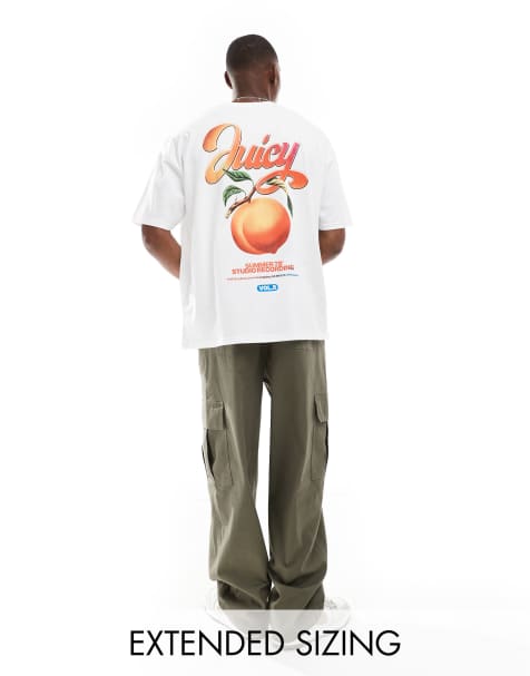 ASOS DESIGN - T-shirt oversize à imprimé fruits au dos - Blanc - view 1